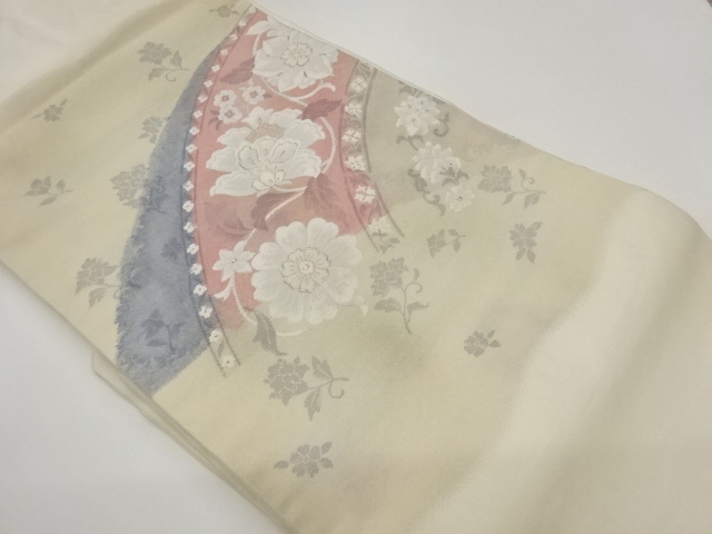 JAPANESE KIMONO / FLOWER ARABESQUE PATTERN WOVEN NAGOYA OBI